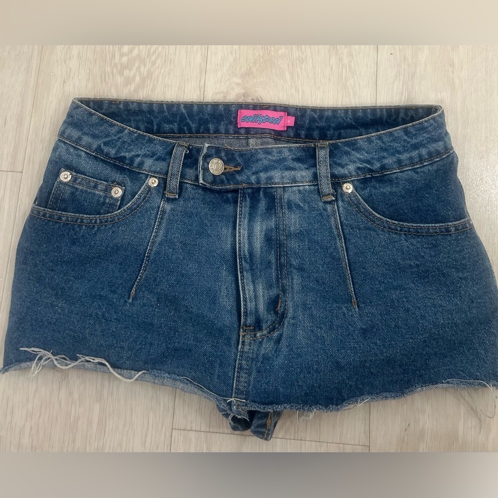 Denim Jean skirt with built in shorts.